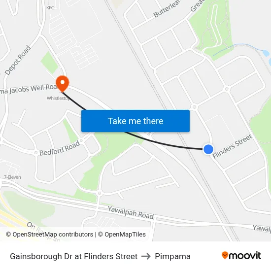 Gainsborough Dr at Flinders Street to Pimpama map