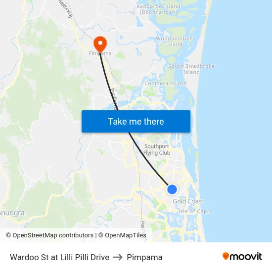 Wardoo St at Lilli Pilli Drive to Pimpama map