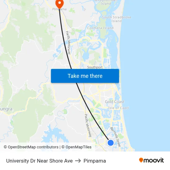University Dr Near Shore Ave to Pimpama map