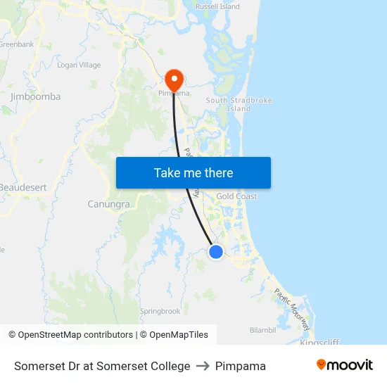 Somerset Dr at Somerset College to Pimpama map