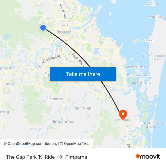The Gap Park 'N' Ride to Pimpama map