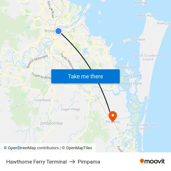 Hawthorne Ferry Terminal to Pimpama map