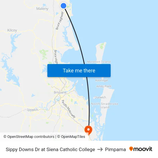 Sippy Downs Dr at Siena Catholic College to Pimpama map