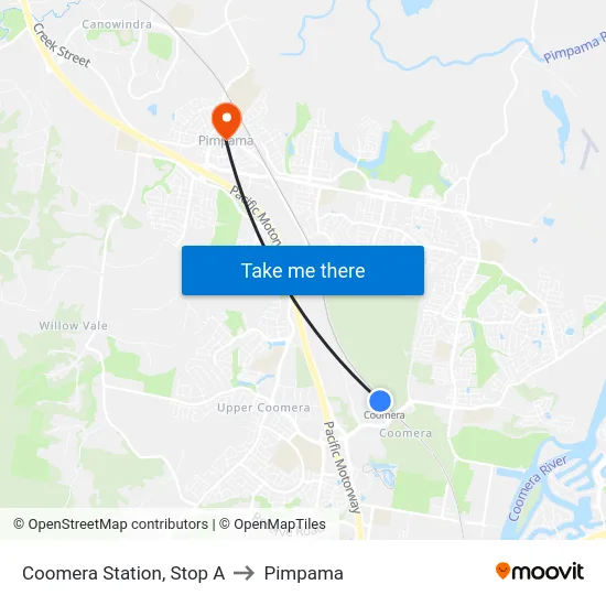 Coomera Station, Stop A to Pimpama map