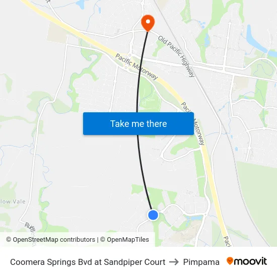 Coomera Springs Bvd at Sandpiper Court to Pimpama map
