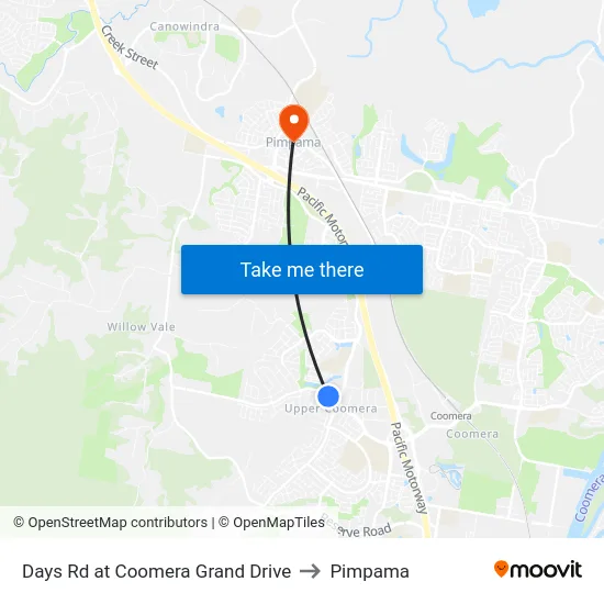 Days Rd at Coomera Grand Drive to Pimpama map
