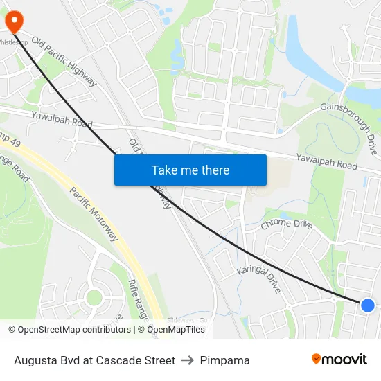 Augusta Bvd at Cascade Street to Pimpama map