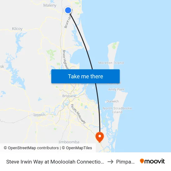 Steve Irwin Way at Mooloolah Connection Rd to Pimpama map