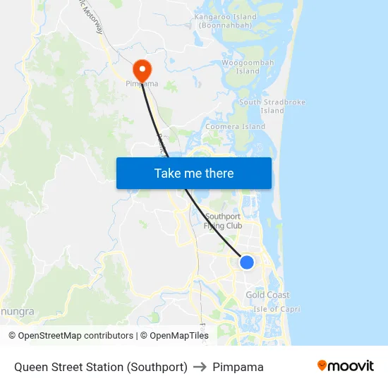 Queen Street Station (Southport) to Pimpama map