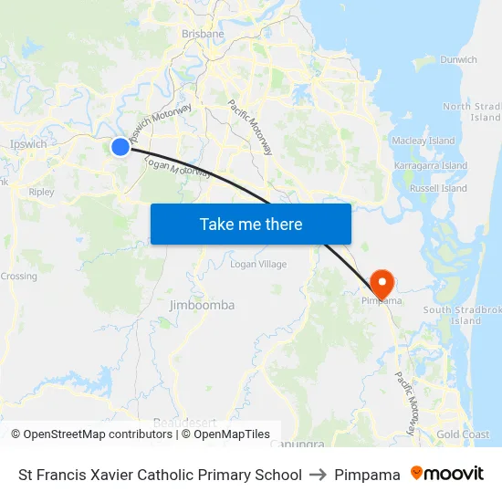 St Francis Xavier Catholic Primary School to Pimpama map