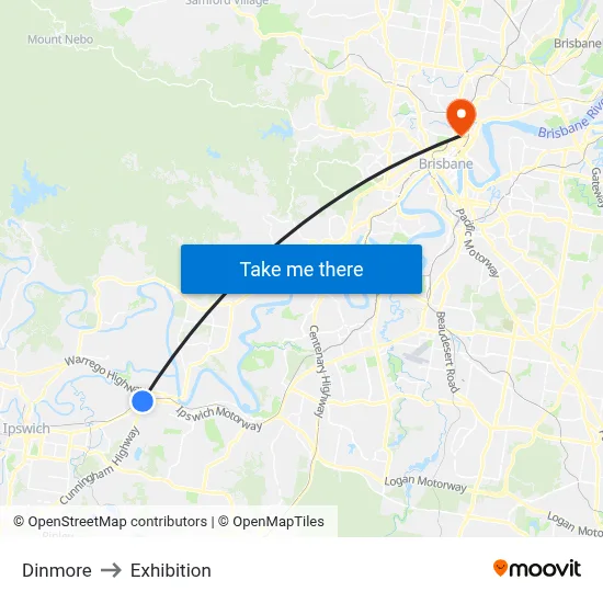 Dinmore to Exhibition map