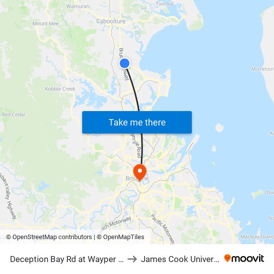 Deception Bay Rd at Wayper Way to James Cook University map