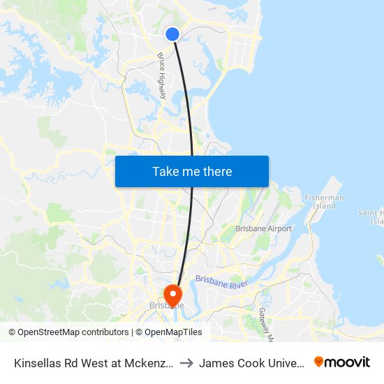 Kinsellas Rd West at Mckenzie Rd to James Cook University map