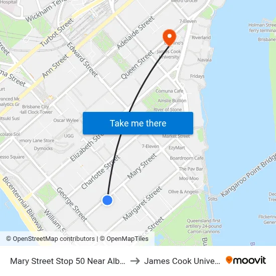 Mary Street Stop 50 Near Albert St to James Cook University map