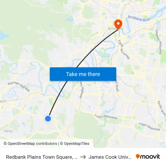 Redbank Plains Town Square, Stop C to James Cook University map