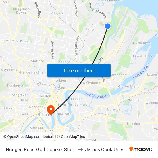 Nudgee Rd at Golf Course, Stop 32/35 to James Cook University map