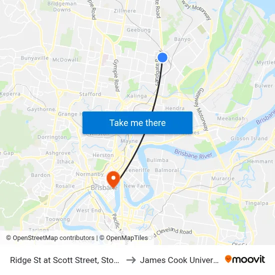 Ridge St at Scott Street, Stop 18 to James Cook University map