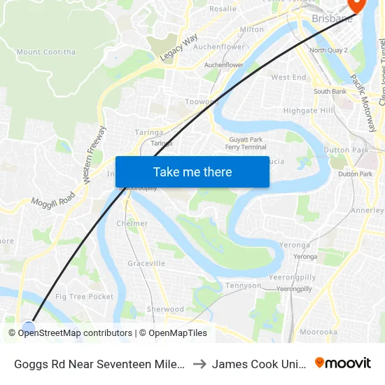 Goggs Rd Near Seventeen Mile Rocks Rd to James Cook University map