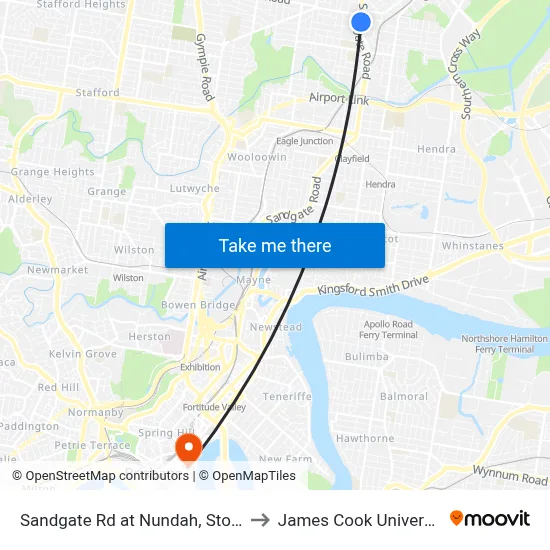 Sandgate Rd at Nundah, Stop 3 to James Cook University map