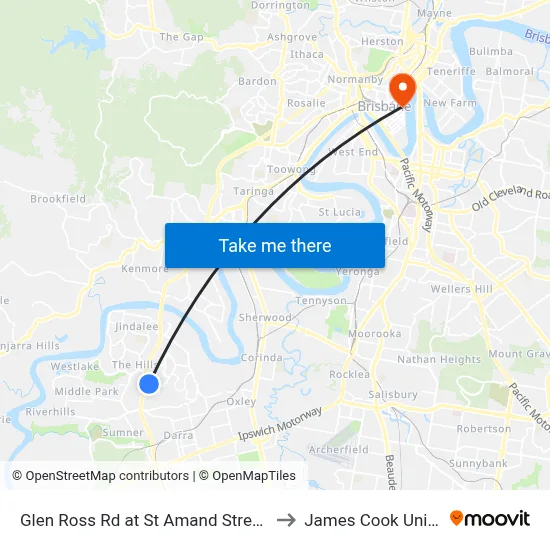 Glen Ross Rd at St Amand Street, Stop 53 to James Cook University map