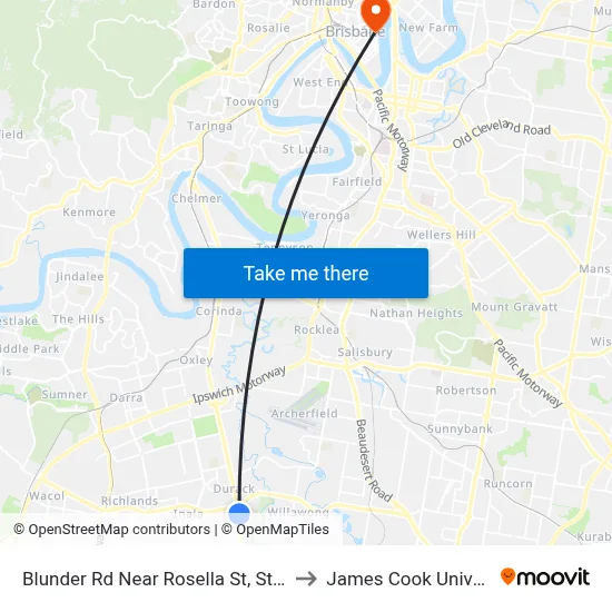 Blunder Rd Near Rosella St, Stop 60a to James Cook University map