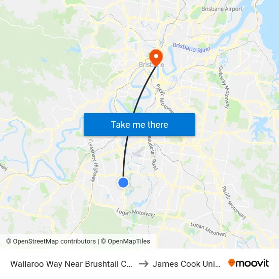 Wallaroo Way Near Brushtail Cr, Stop 61 to James Cook University map