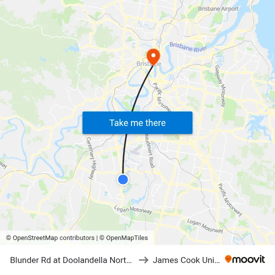 Blunder Rd at Doolandella North, Stop 61a to James Cook University map