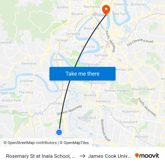 Rosemary St at Inala School, Stop 75 to James Cook University map