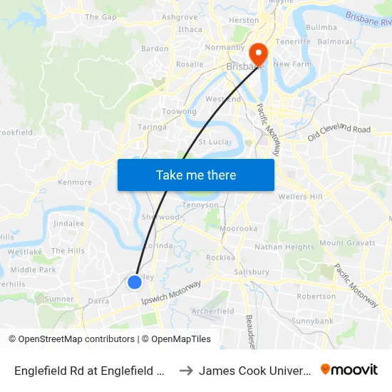 Englefield Rd at Englefield West to James Cook University map