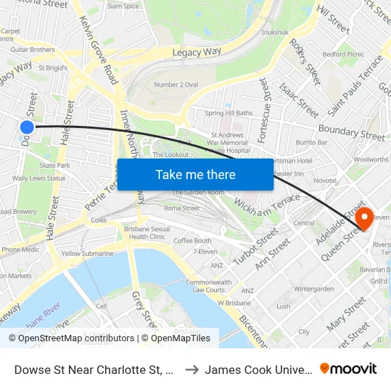 Dowse St Near Charlotte St, Stop 5 to James Cook University map