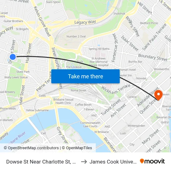 Dowse St Near Charlotte St, Stop 5 to James Cook University map