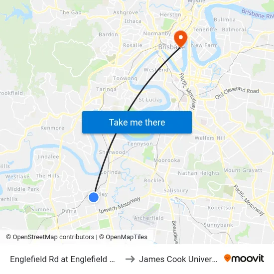 Englefield Rd at Englefield West to James Cook University map