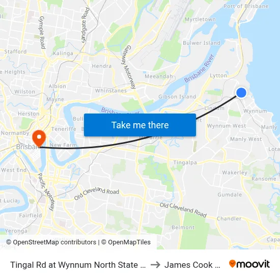 Tingal Rd at Wynnum North State School, Stop 10/5 to James Cook University map