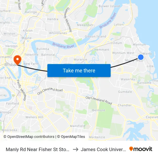 Manly Rd Near Fisher St Stop 70 to James Cook University map