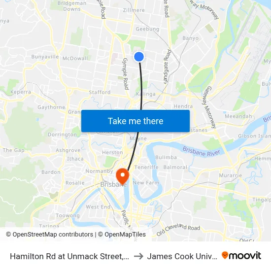 Hamilton Rd at Unmack Street, Stop 50 to James Cook University map