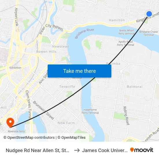 Nudgee Rd Near Allen St, Stop 29 to James Cook University map