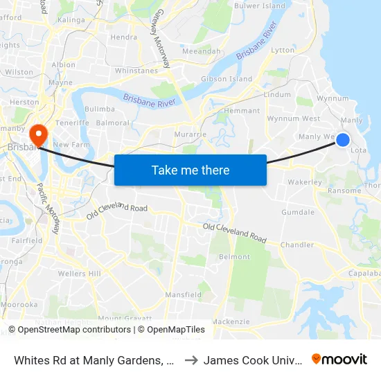 Whites Rd at Manly Gardens, Stop 73 to James Cook University map