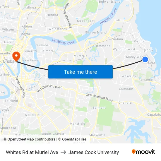 Whites Rd at Muriel Ave to James Cook University map