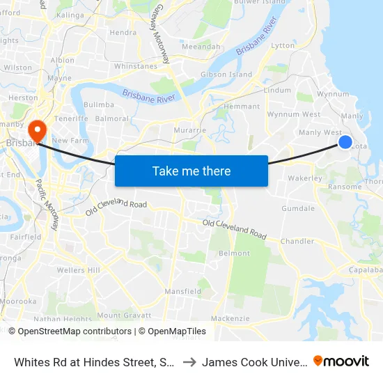 Whites Rd at Hindes Street, Stop 75 to James Cook University map