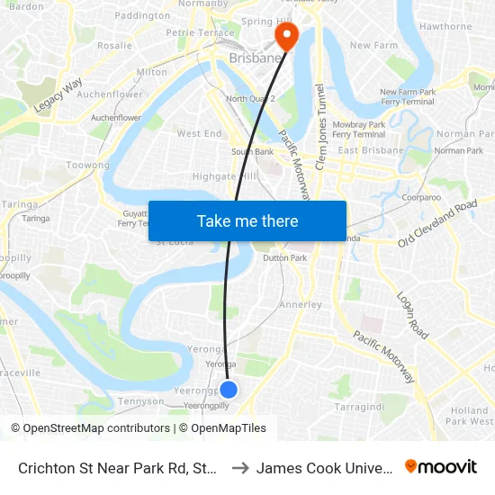 Crichton St Near Park Rd, Stop 27 to James Cook University map