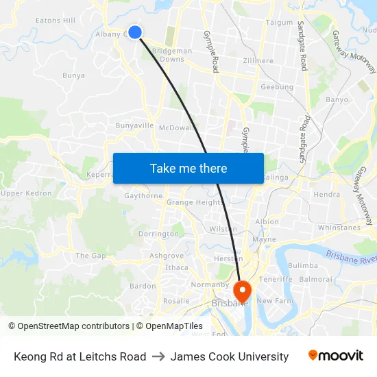 Keong Rd at Leitchs Road to James Cook University map