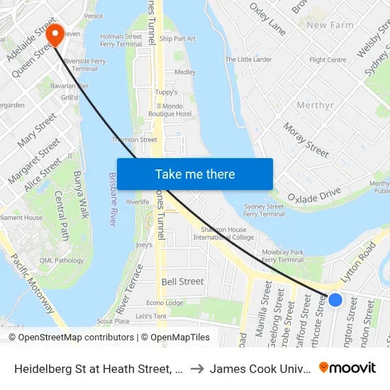 Heidelberg St at Heath Street, Stop 15 to James Cook University map