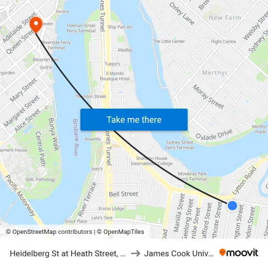 Heidelberg St at Heath Street, Stop 15 to James Cook University map