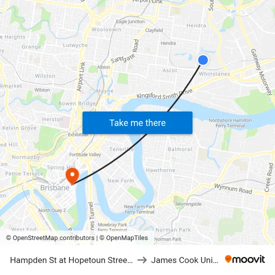 Hampden St at Hopetoun Street, Stop 30 to James Cook University map