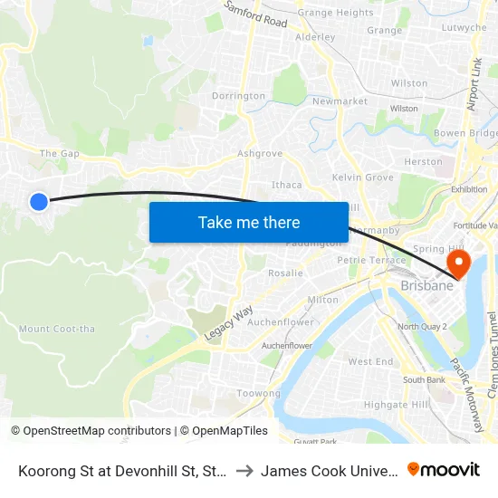 Koorong St at Devonhill St, Stop 37 to James Cook University map