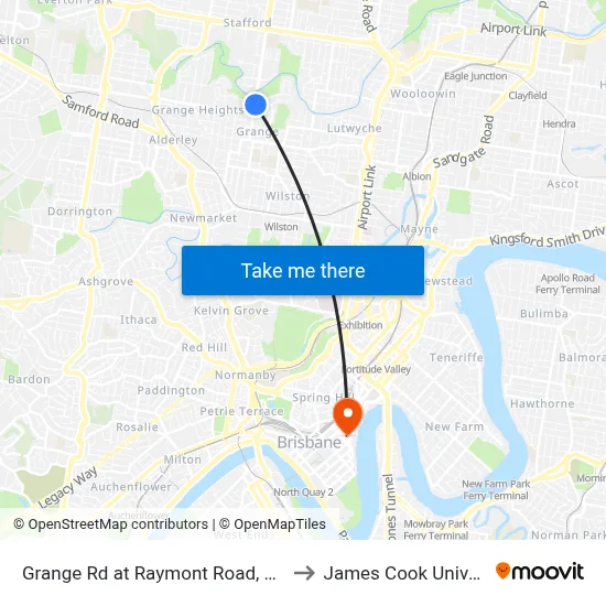 Grange Rd at Raymont Road, Stop 27 to James Cook University map
