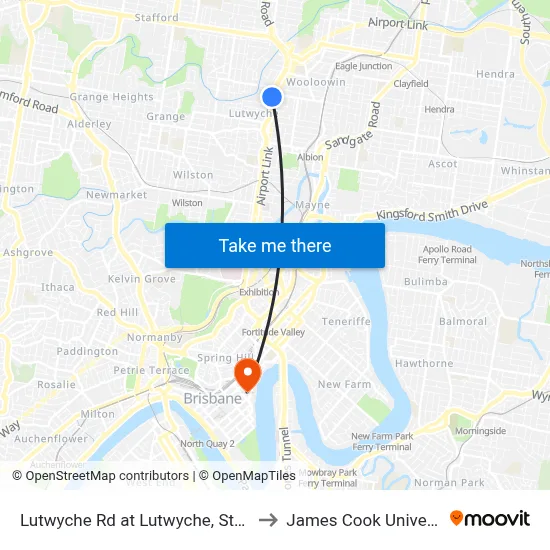 Lutwyche Rd at Lutwyche, Stop 20 to James Cook University map