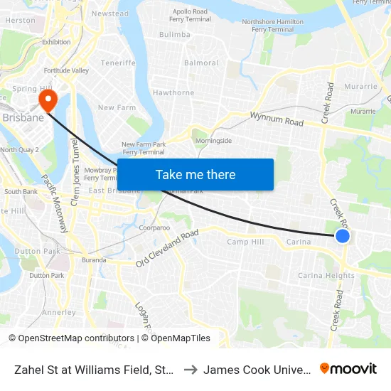 Zahel St at Williams Field, Stop 40 to James Cook University map