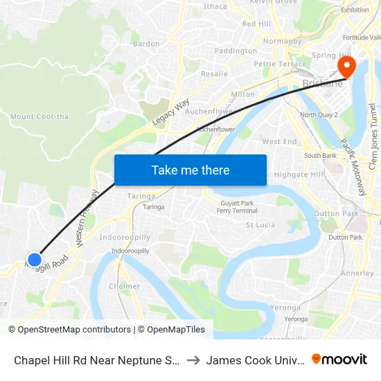 Chapel Hill Rd Near Neptune St, Stop 1 to James Cook University map