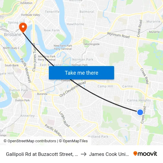 Gallipoli Rd at Buzacott Street, Stop 48a to James Cook University map